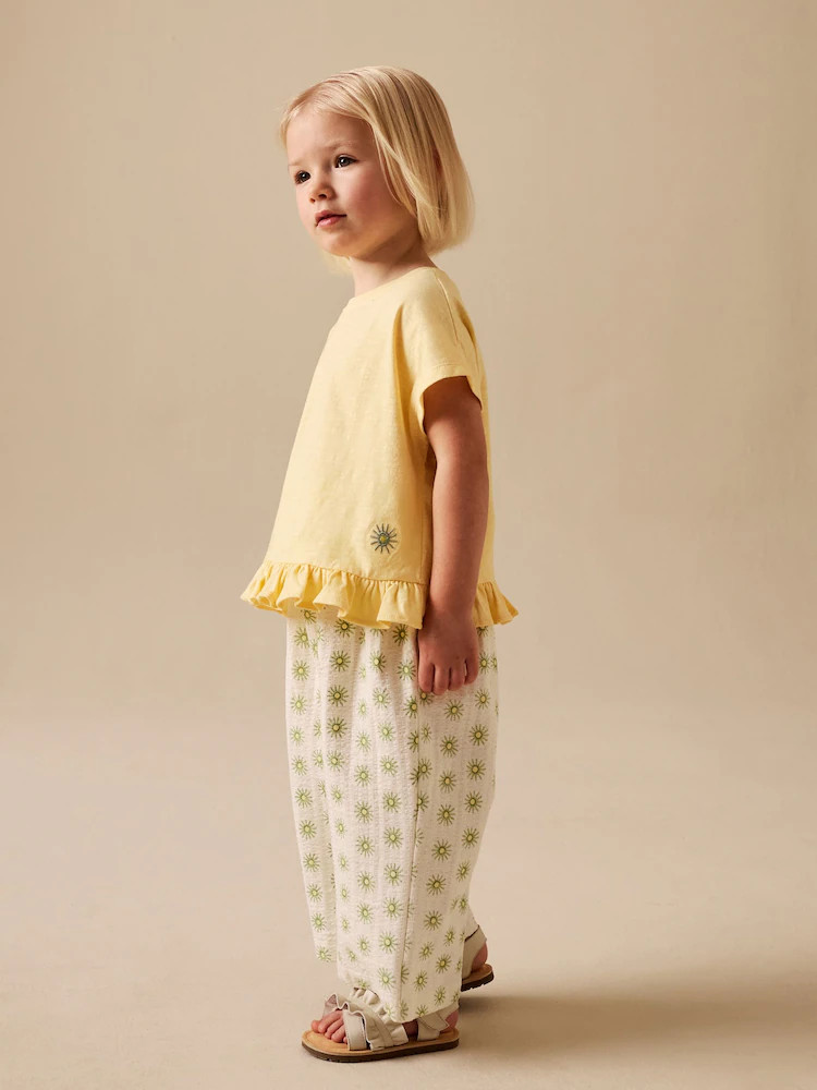 Yellow Flower Wide Leg Trousers Set (3mths-7yrs) | Next US