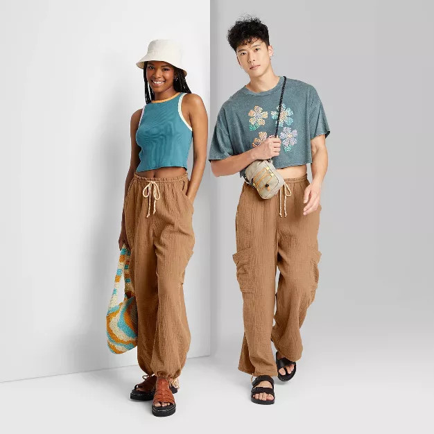 Wide Leg Relaxed Gauze Cargo Pants - Wild Fable™ | Target