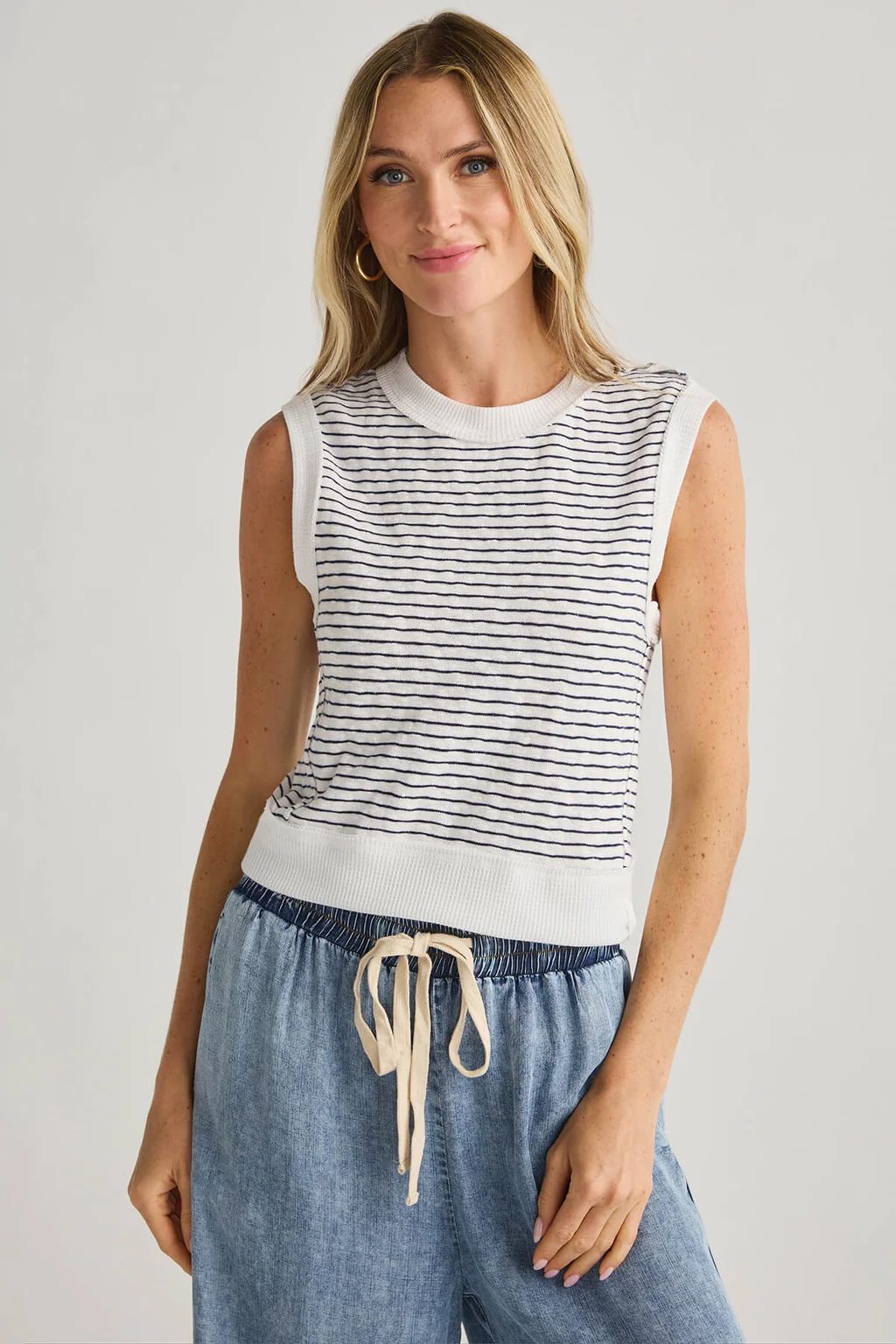 Miou Muse Striped Sleeveless Top | Social Threads