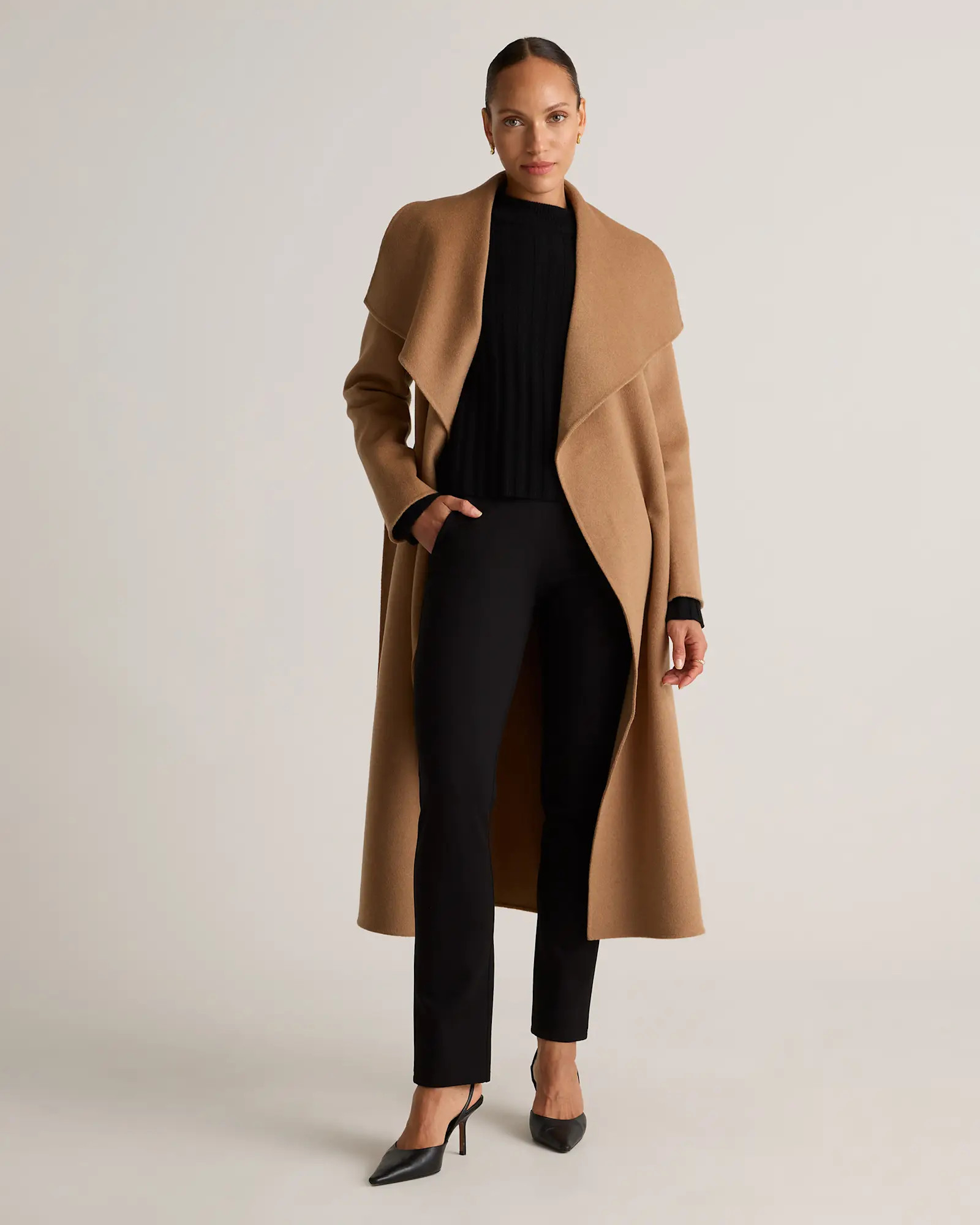 Double-Faced Merino Wool Draped Collar Wrap Coat | Quince