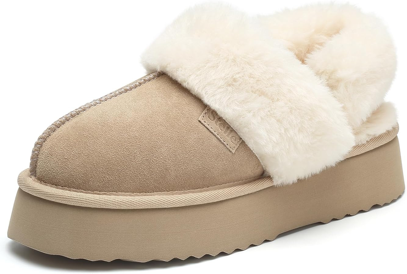 Stelle Genuine Suede Platform Slippers for Women Removable Backstrap Memory Foam Indoor Outdoor W... | Amazon (US)