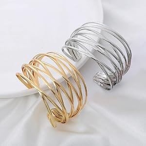 Twisted Cuff Bangle Bracelet for Women Girls Trendy Multi-layer Wire Warp Bangle Bracelet Adjusta... | Amazon (US)