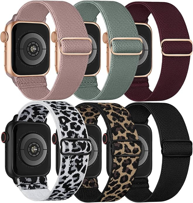 Stretchy Nylon Solo Loop 6-Pack Compatible with Apple Watch Bands 38mm 40mm 41mm 42mm 44mm 45mm 4... | Amazon (US)