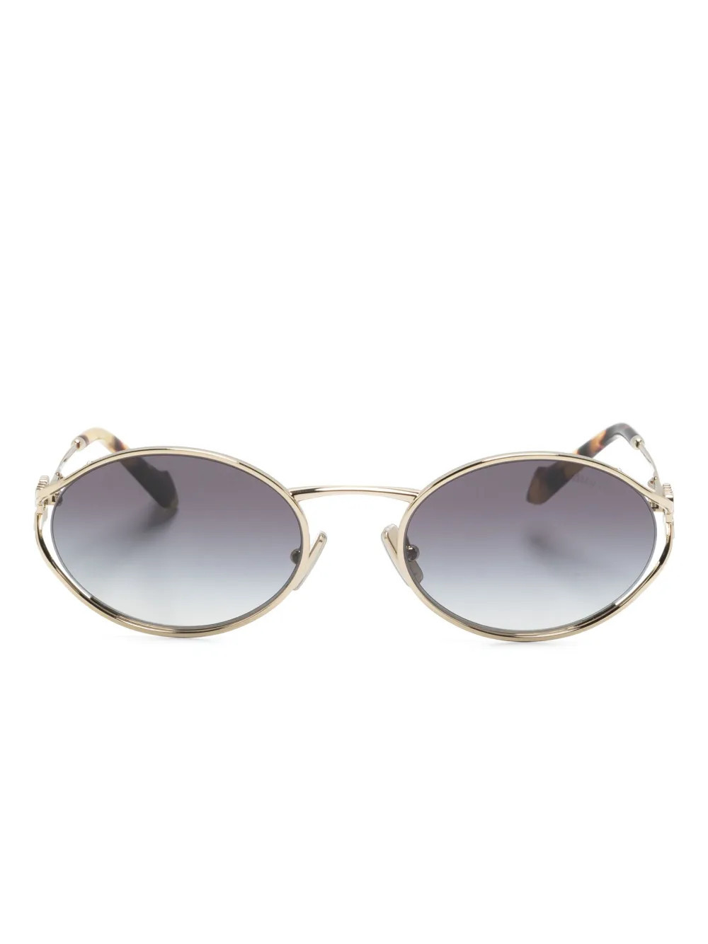 Miu Miu Eyewear oval-frame sunglasses - Gold | Farfetch Global