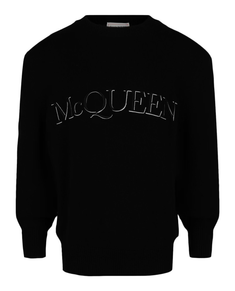 Men's Alexander McQueen Logo Embroidered Sweater in Black White | StockX