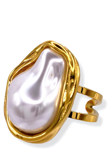 Kristalize Ellis Gold Pearl Adjustable Ring | The Willow Tree