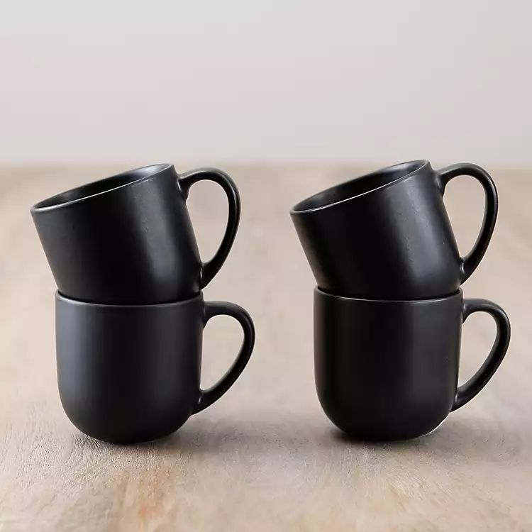 Matte Black Simple Things Mugs, Set of 4 | Kirkland's Home