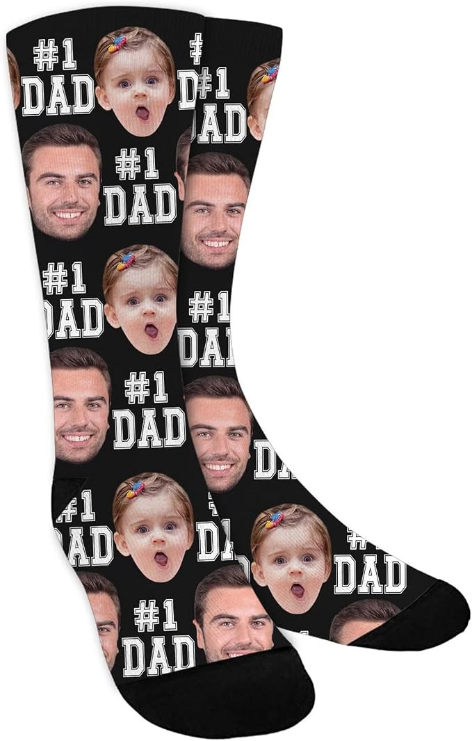 ShineSand Father's Day Personalized Gifts for Dad Custom Face Socks with Photo Personalized Crew ... | Amazon (US)