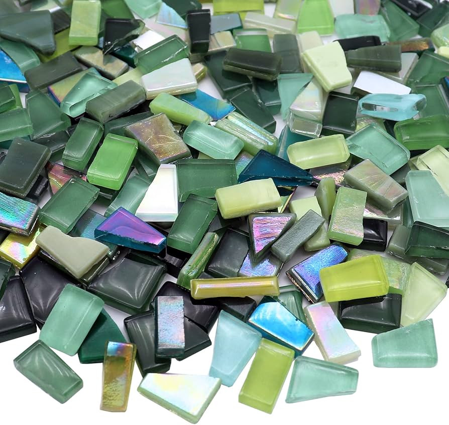 LITMIND Green Mixed Irregular Stained Glass Mosaic Tiles for Art Crafts, 8.8oz Value Pack Mosaic ... | Amazon (US)