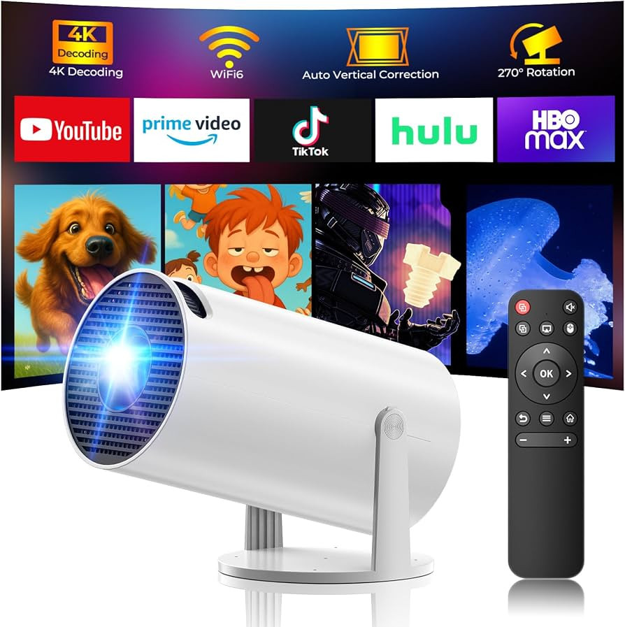 Mini Projector with WiFi and Bluetooth, 4K Christmas Bedroom Projector, Portable Projector of 270... | Amazon (US)