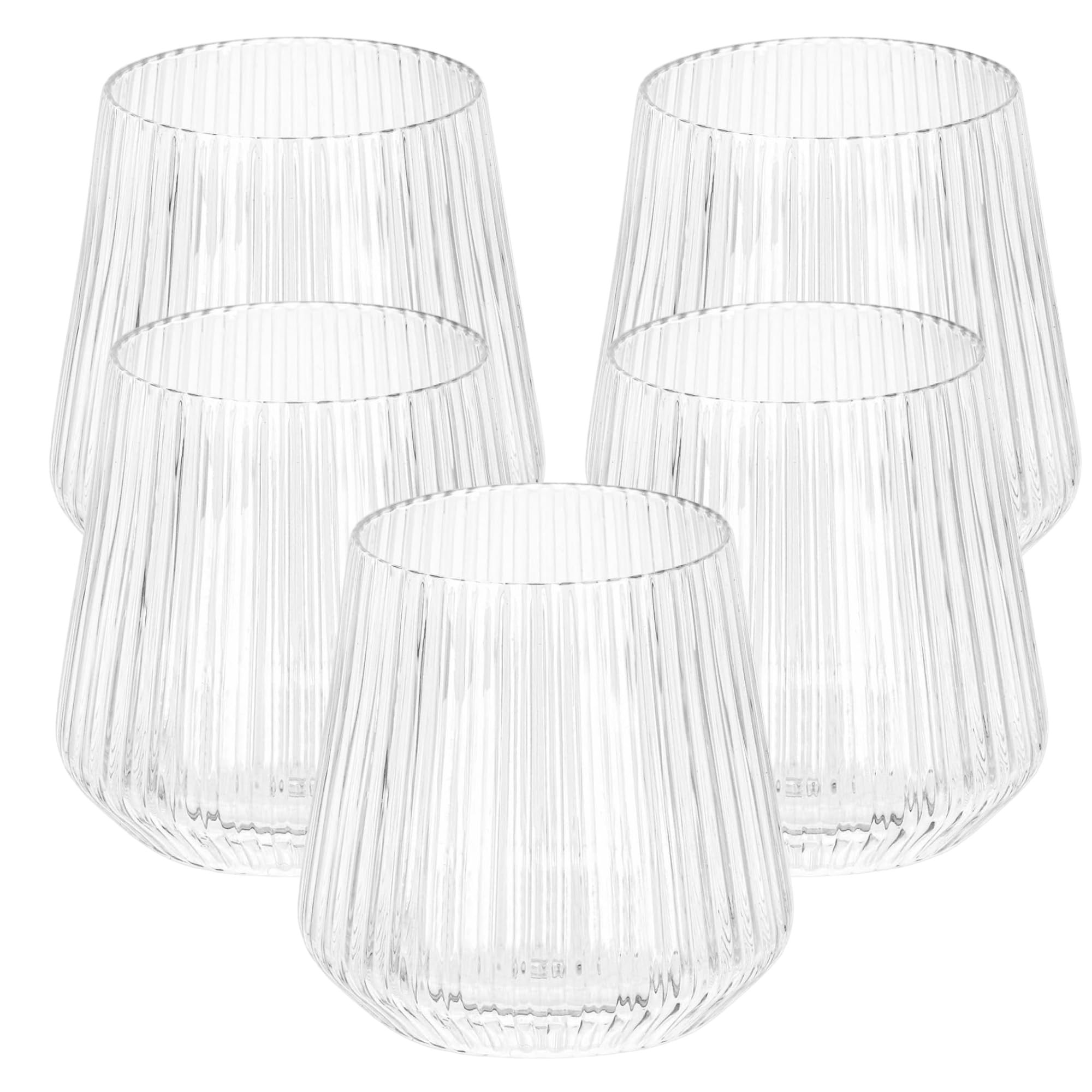 32 count origami ripple Unbreakable Stemless Plastic Wine Champagne Whiskey Glasses Elegant Durab... | Amazon (US)