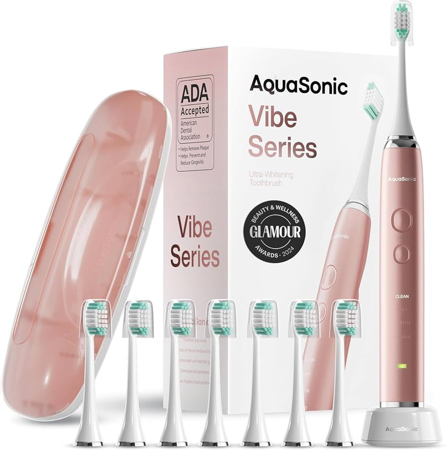 Aquasonic Vibe Series Ultra-Whitening Toothbrush – ADA Accepted Electric Toothbrush - 8 Brush H... | Amazon (US)