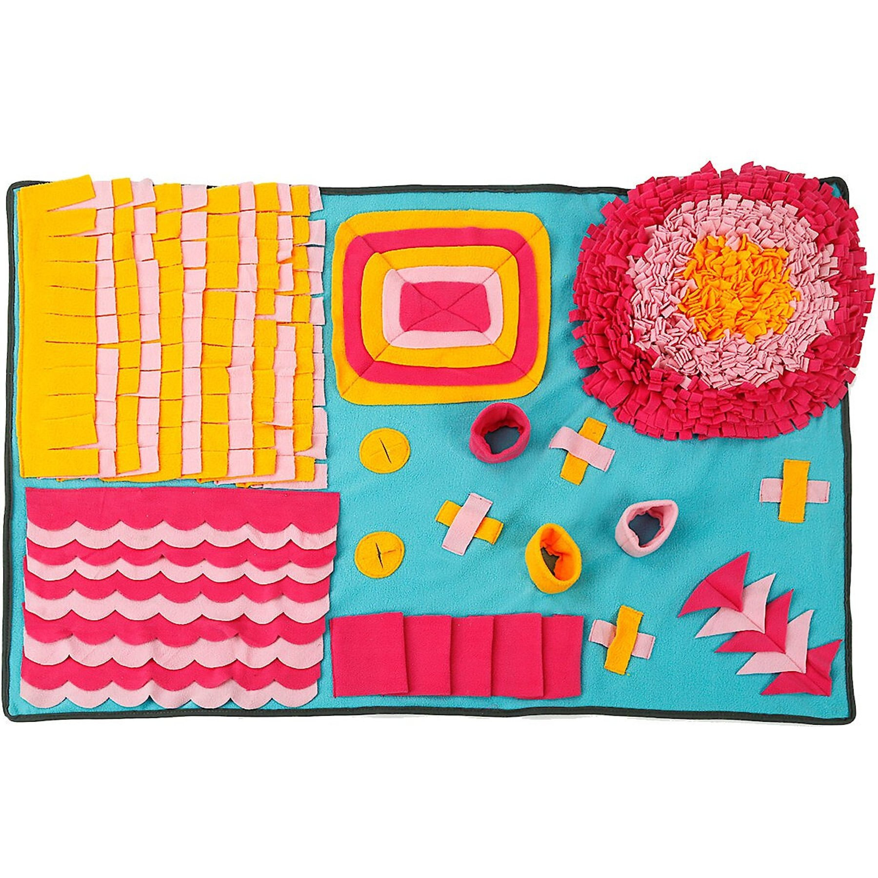 Pet Life Sniffer Snack Interactive Feeding Snuffle Dog & Cat Mat, Blue/Pink/Orange | Chewy