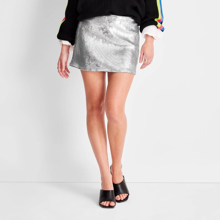 Women's Sequin A-Line Mini Skirt - Future Collective™ with Kahlana Barfield Brown Silver | Target