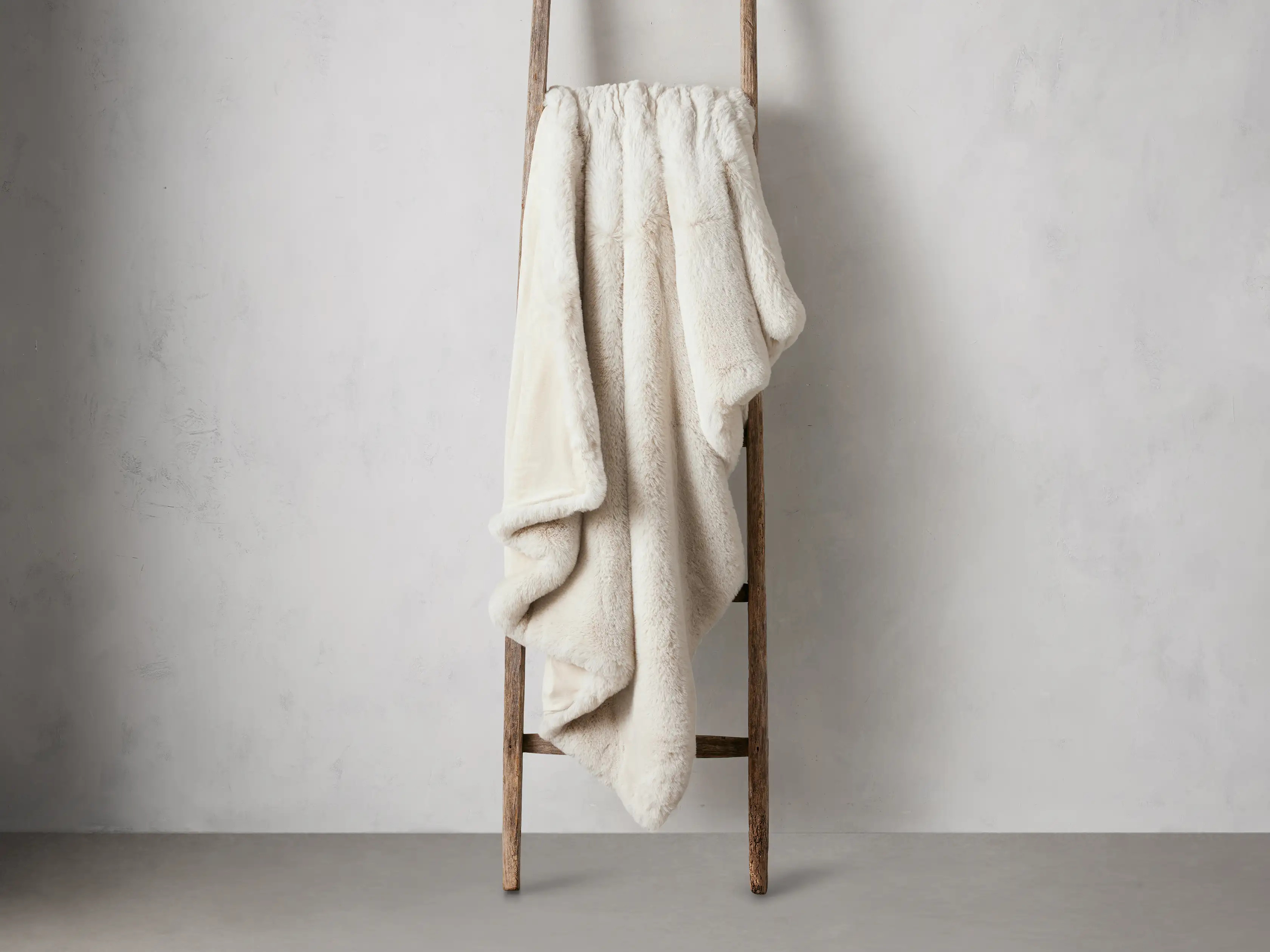 Faux Fur Oversized Rabbit Throw in Ivory | Arhaus