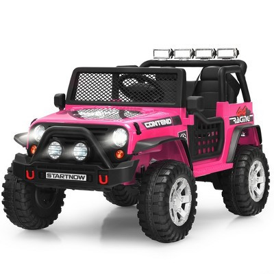 Costway 12V Kids Ride On Truck Remote Control Electric Car with Lights&Music Pink | Target