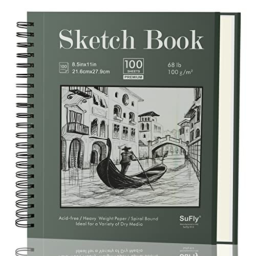 Sketch Book 8.5 x 11, Sketch Pad, Pack of 1 (68lb/100gsm), 100 Sheets Spiral Sketchbook, Acid Free Drawing Paper, Sketch Pads for Drawing for Adults, Art Paper for Drawing and Painting for Kids. | Amazon (US)