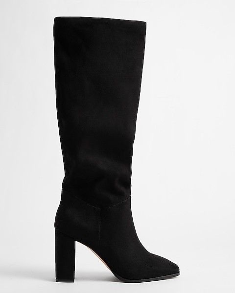 Slouchy Knee High Block Heel Booties | Black Knee Boots | Express