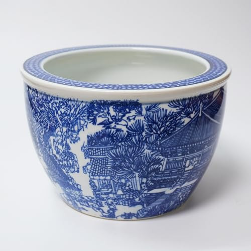 ZENSOAR Blue and White Chinoiserie Planter, Blue and White Flower Pot for Indoor Plants, Oriental Pots for Plants, Oriental Porcelain Chinoiserie Pot, Ceramic Asian Planter, Medium | Amazon (US)