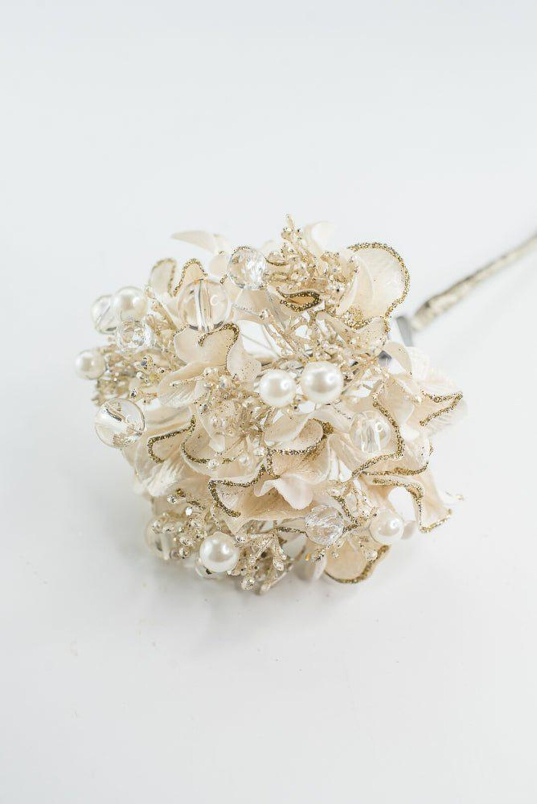 Farrisilk Ivory Bejeweled Hydrangea - 6" - Etsy | Etsy (US)