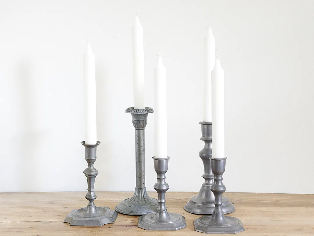 Vintage Pewter Candle Holder, Simple Metal Candlestick, Scandinavia Hygge, Bedroom Decor, Living ... | Etsy (US)