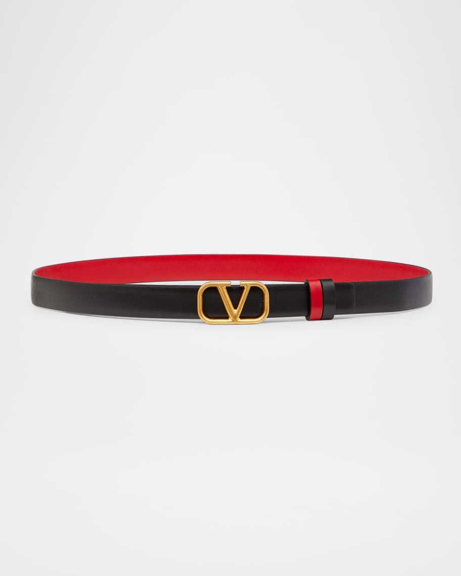 Valentino Garavani VLogo Signature Reversible Leather Belt, 20mm | Neiman Marcus