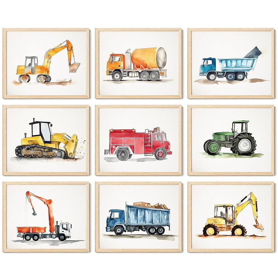 97 Decor Construction Room Decor For Boys - Toddler Boy Room Decor, Truck Wall Art For Kids Room,... | Amazon (US)
