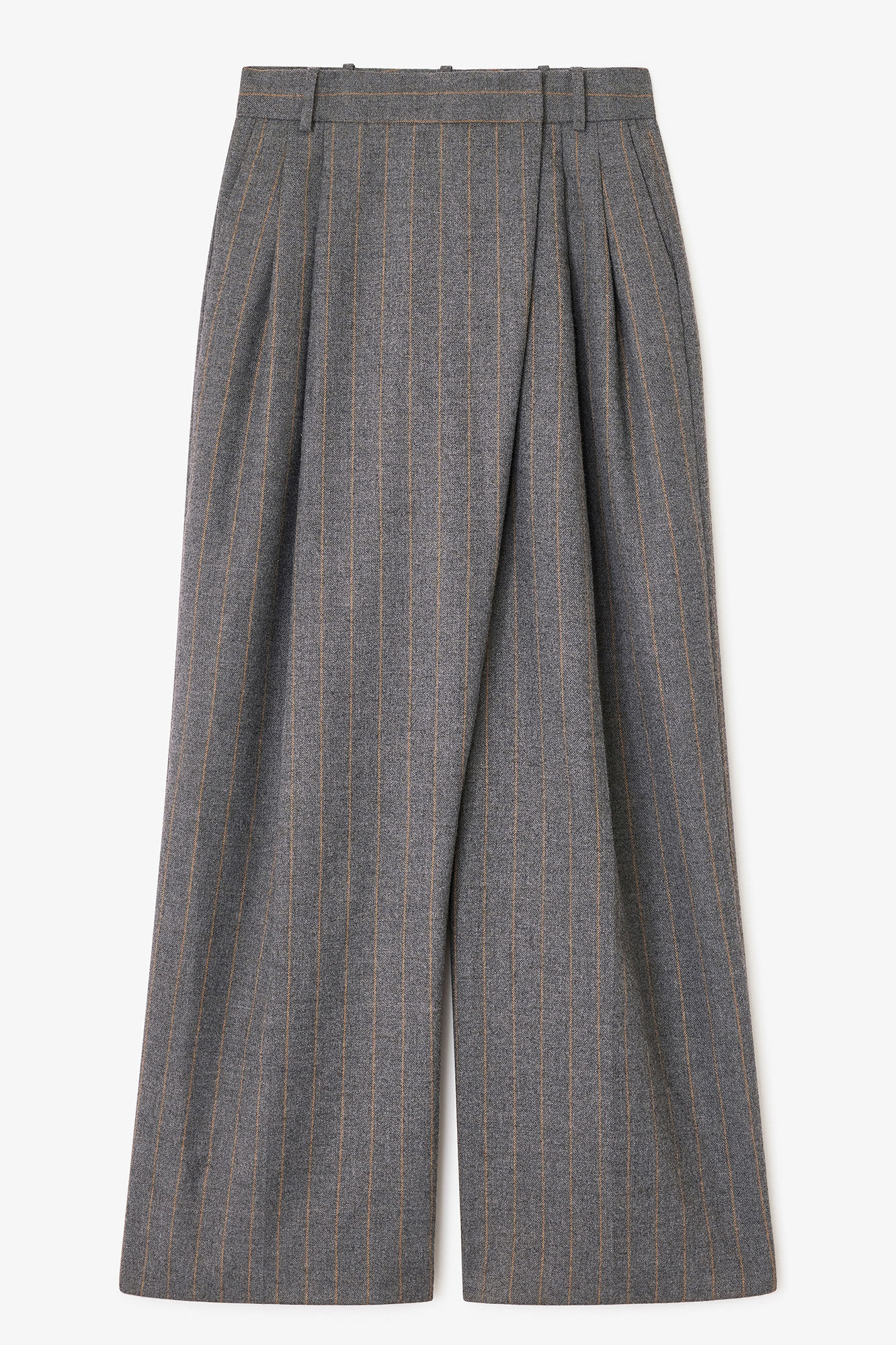 Grey Stripe Cross-over Pants | Ganni