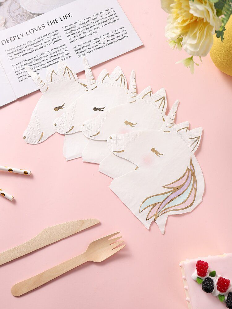 16pcs Unicorn Shaped Disposable Napkin | SHEIN
