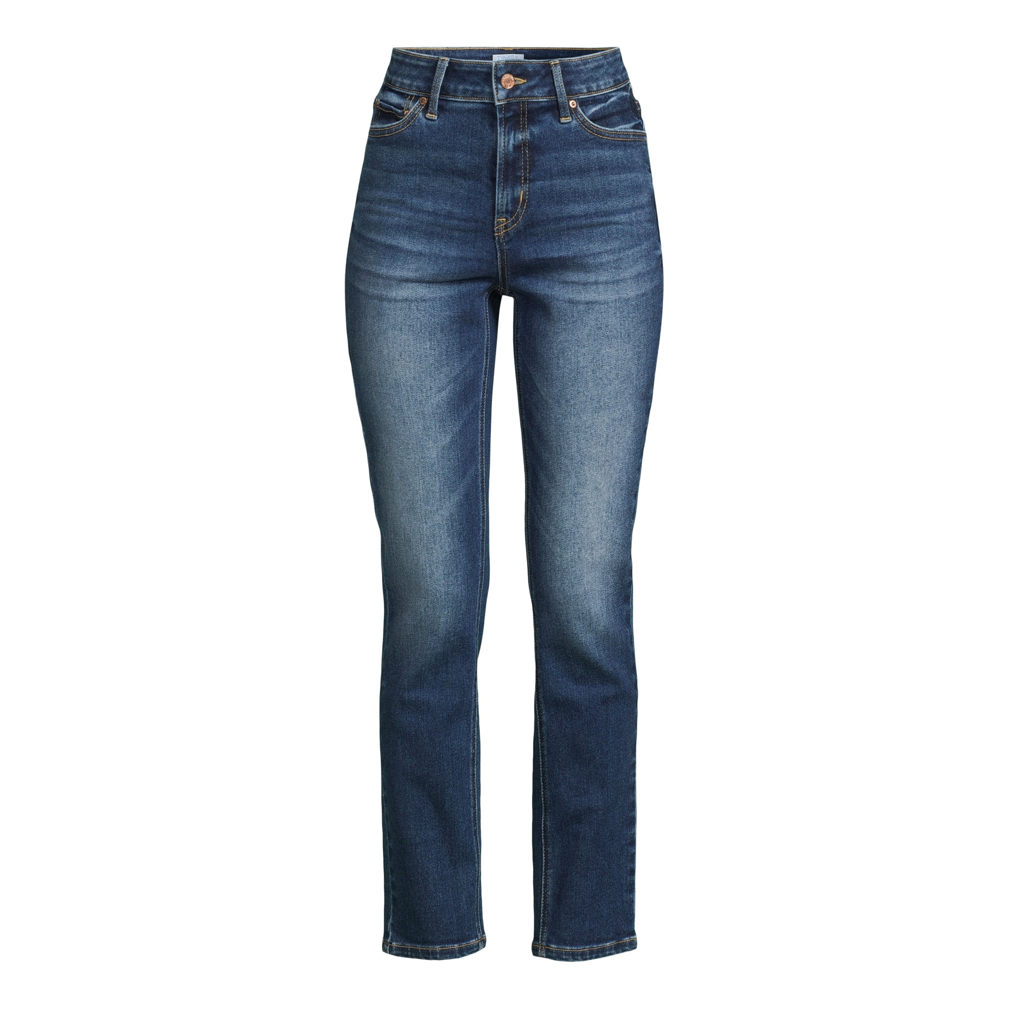 Time and Tru Women’s Mid Rise Straight Leg Jeans, 30" and 28" Inseams, Sizes 0-22 | Walmart (US)