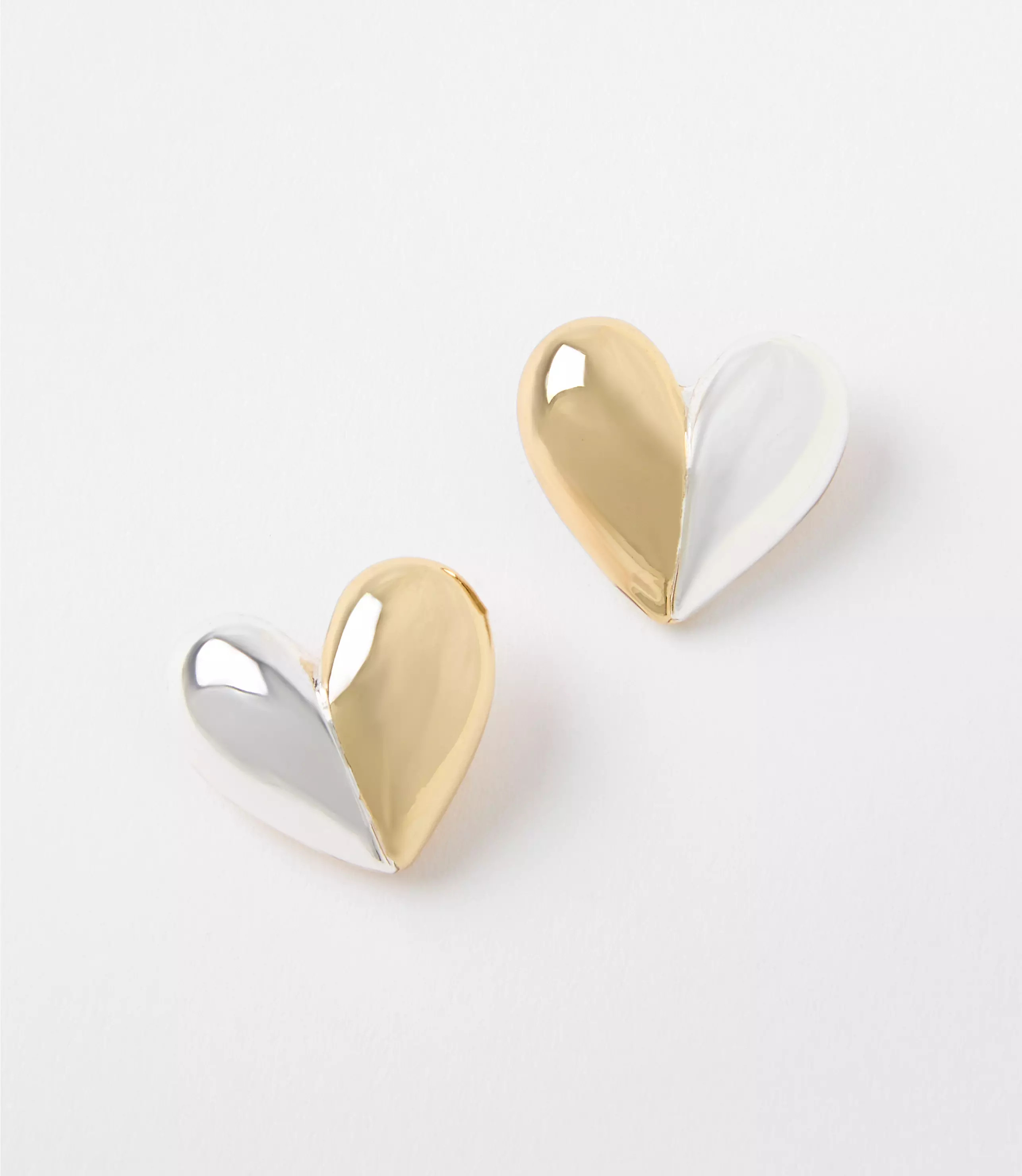 Mixed Metal Heart Stud Earrings | LOFT