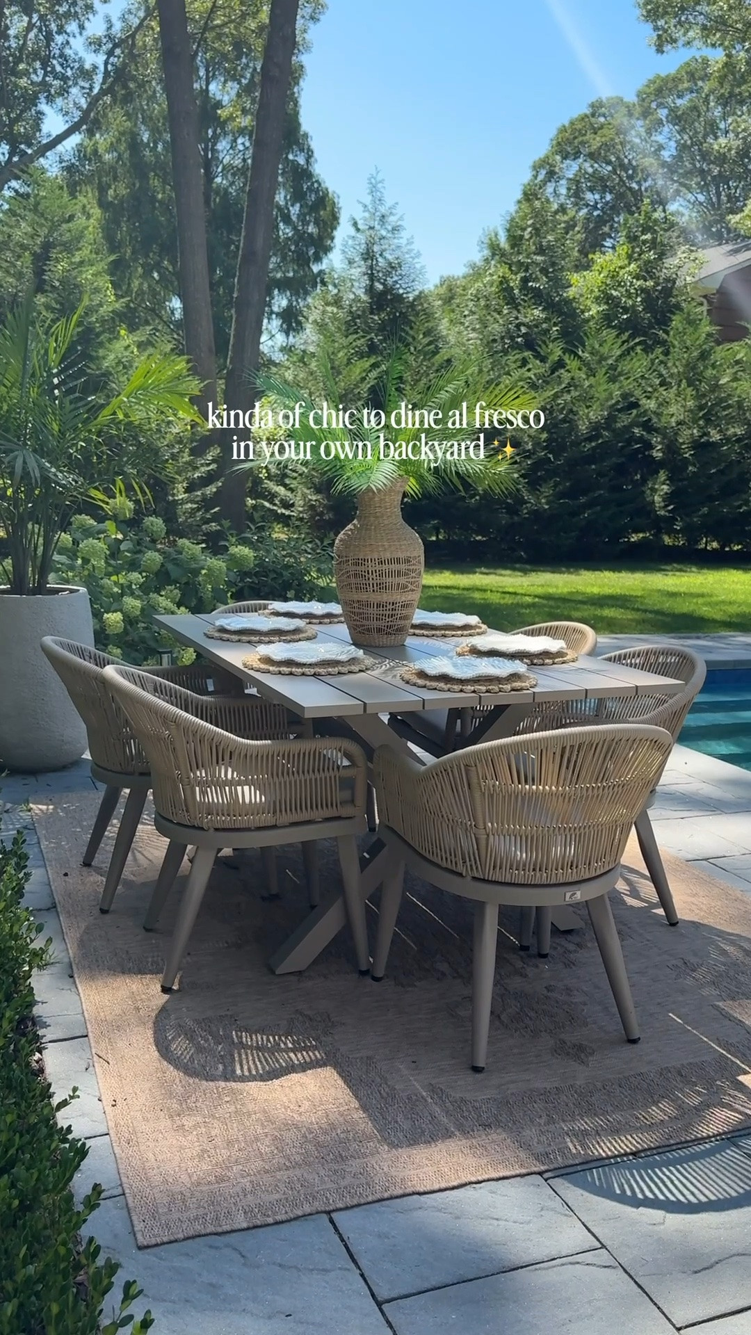 Elevate your outdoor space with this beautiful 7-piece dining set in champagne. Stylish, durable, and effortlessly chic, the aluminum table and woven rattan chairs create the perfect setting for outdoor dining and entertaining. ✨

➡️ Use my code DANIELLE12 for a 12% discount off your purchase. 

#outdoorliving #diningset #patiodecor #purpleleaf

#LTKHome #LTKSaleAlert #LTKfoodie