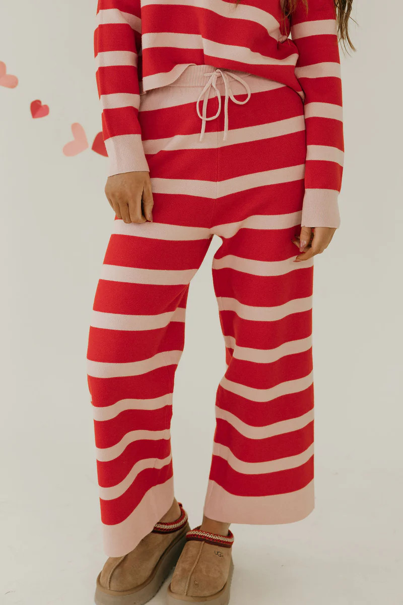 Harmony Sweater Pants-Pink/Red | Love Olive Co