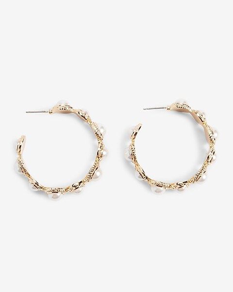 Pearl Baroque Hoop Earrings | Express