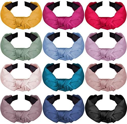 SIQUK 12 Pieces Top Knot Headband Satin Cross Knot Headband Twist Knot Headbands for Women and Gi... | Amazon (US)