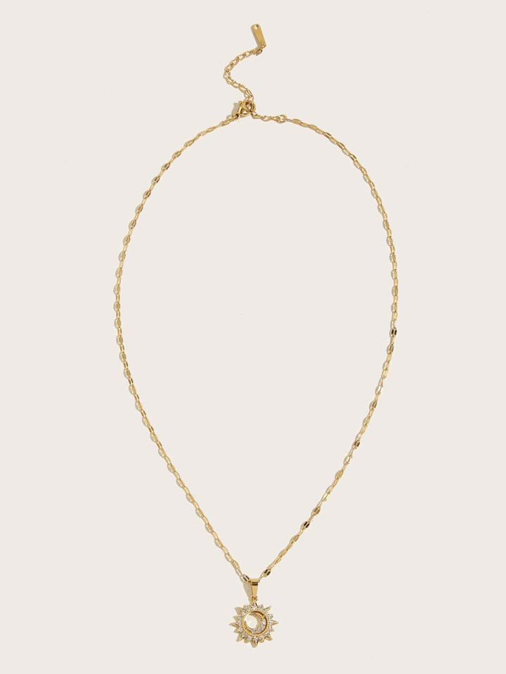 Rhinestone Moon Decor Sun Pendant Necklace | SHEIN