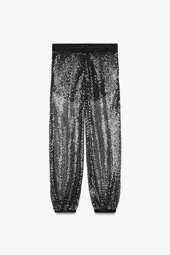 ZW COLLECTION SEQUIN BALLOON PANTS | Zara US