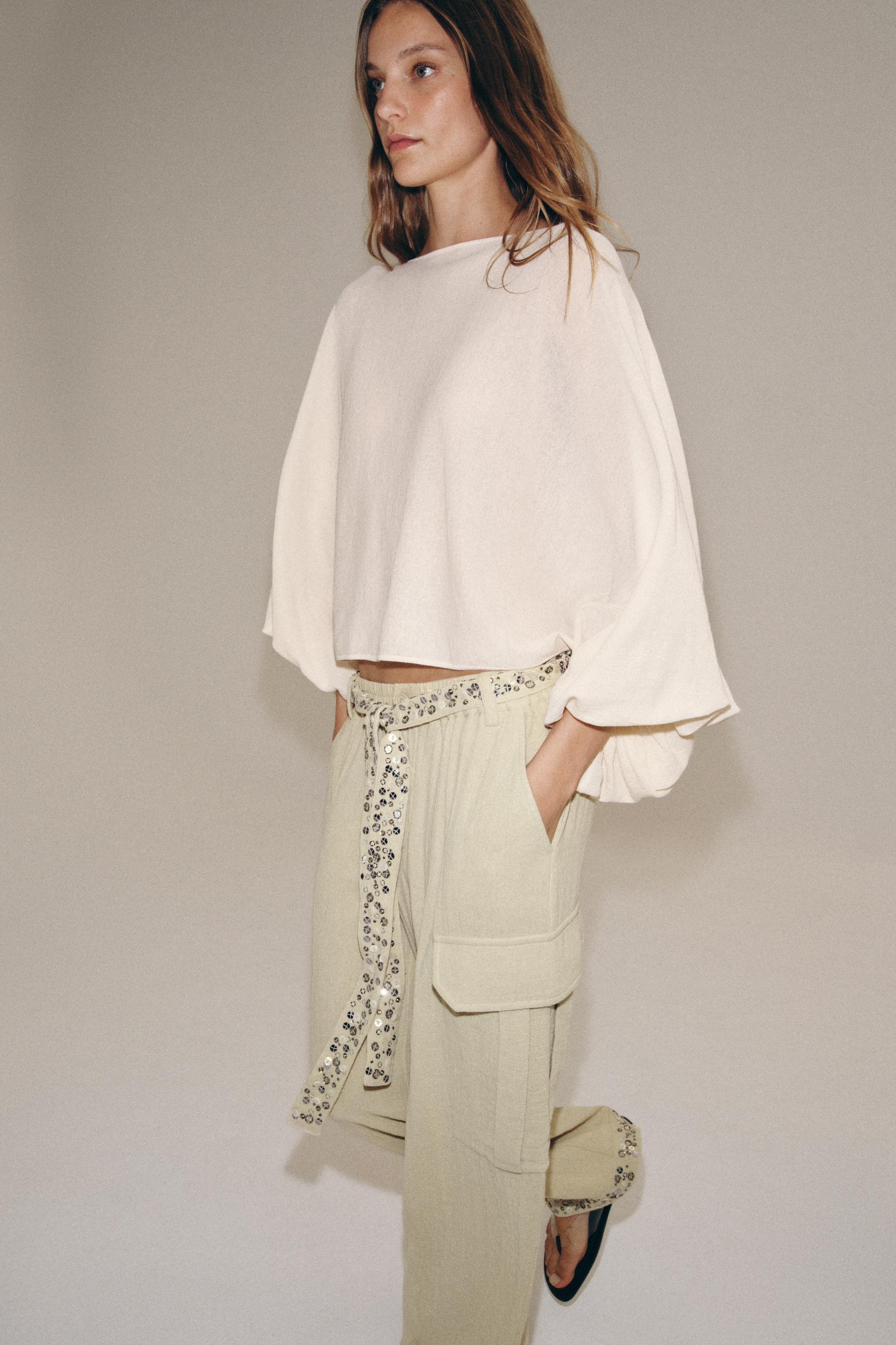 KNIT TOP WITH VOLUME SLEEVES | Zara US