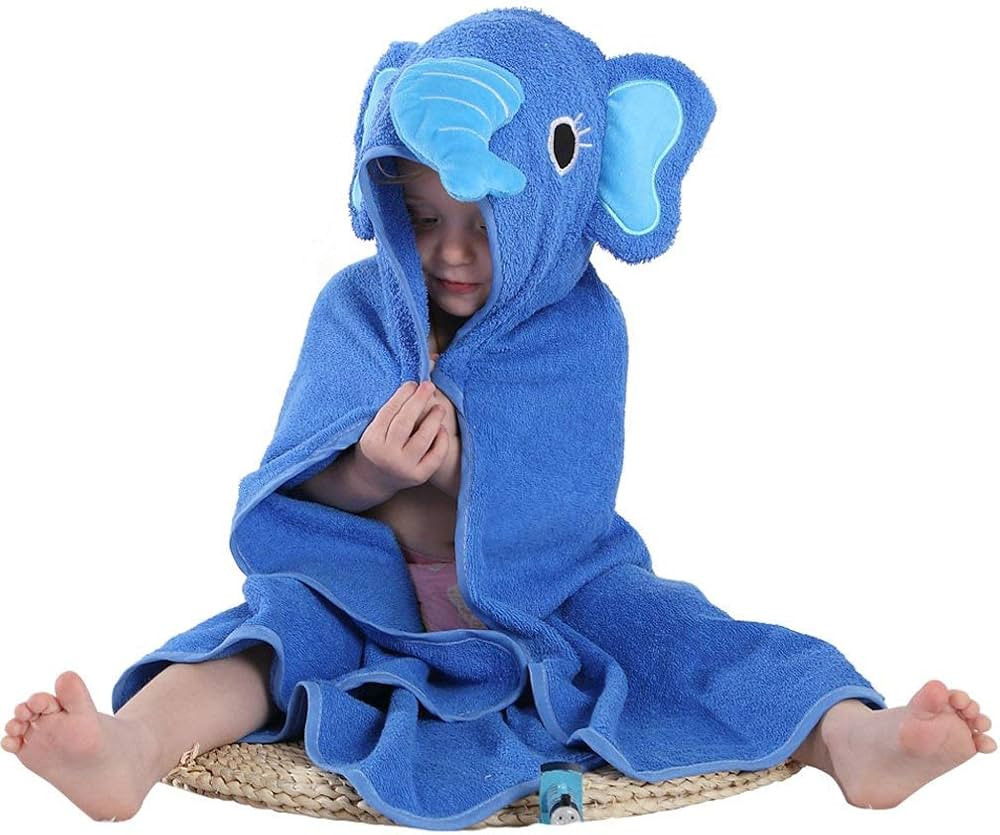 MICHLEY Animal Face Hooded Baby Towel Cotton Bathrobe for Boys Girls 0-6 Year Blue | Amazon (US)
