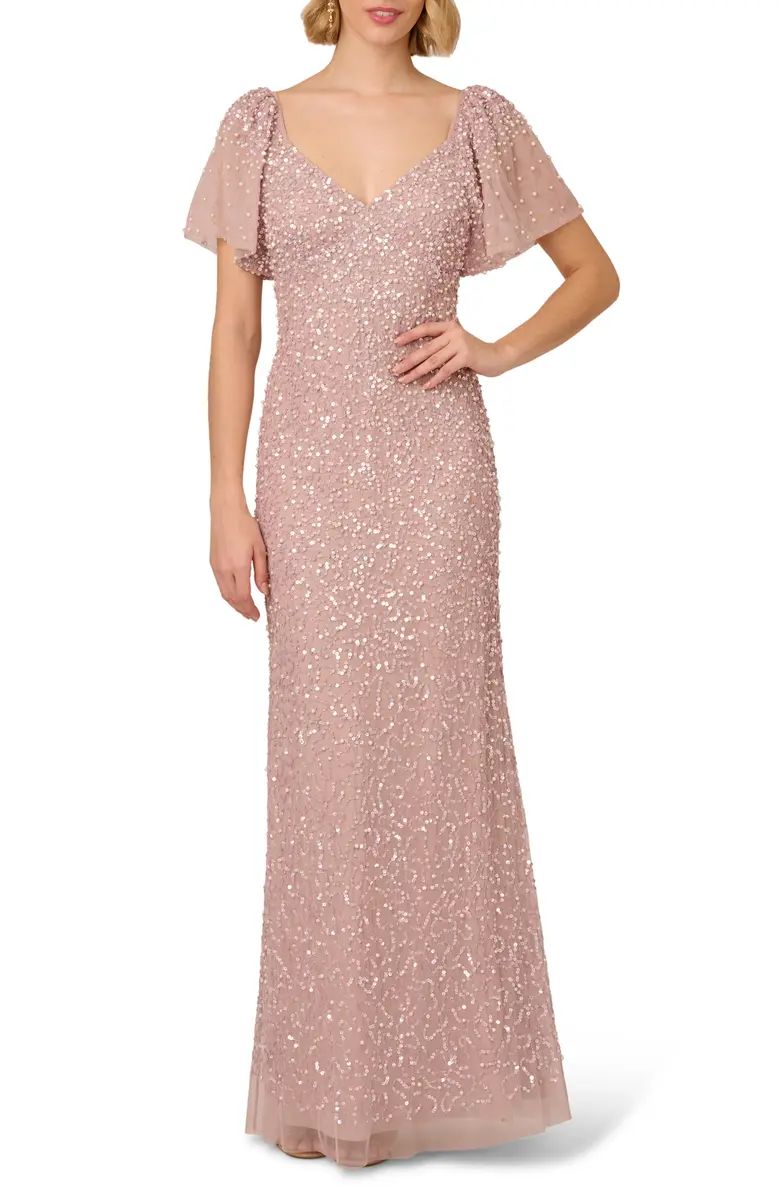 Adrianna Papell Beaded Sequin Mesh Gown | Nordstrom | Nordstrom