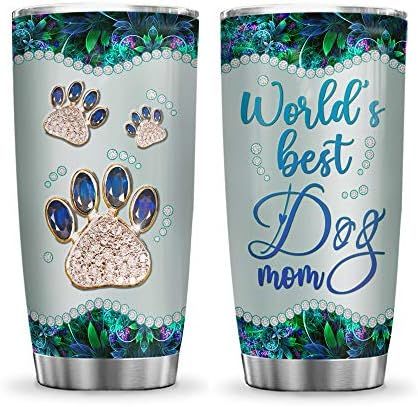 64HYDRO 20oz World Best Dog Mom Jewelry Style Dog Lover Tumbler Cup with Lid, Double Wall Vacuum The | Amazon (US)