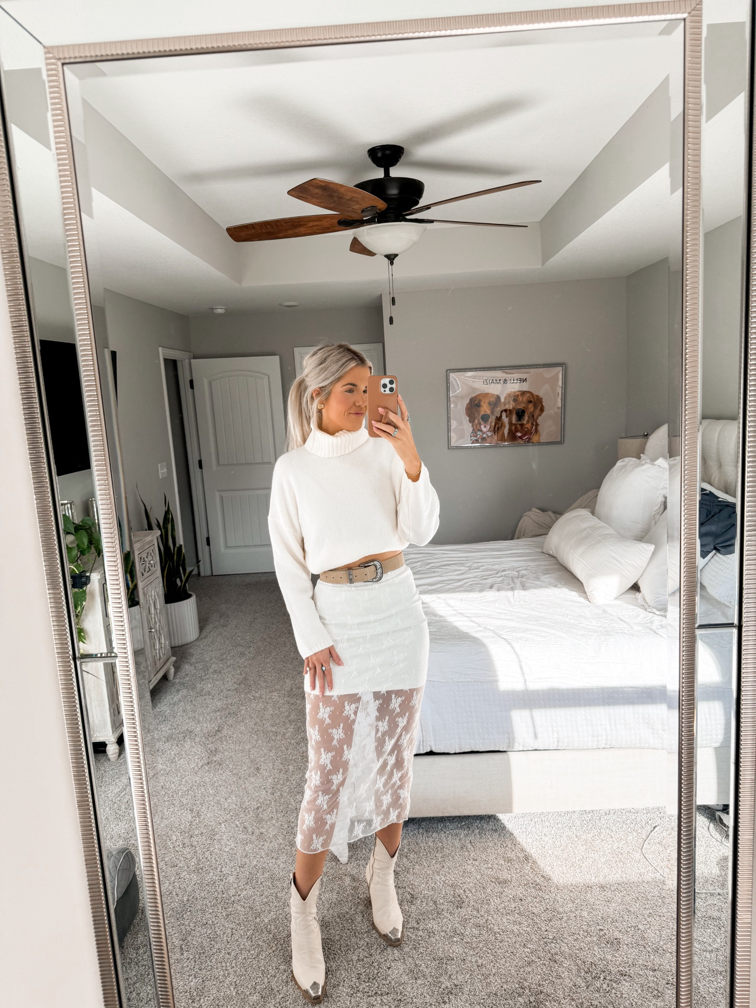 size XS in skirt / size small in belt and size size XS in FP belt  small in cream sweater / size UP in booties! all white western outfit inspo 

#LTKwedding #LTKparties #LTKstyletip