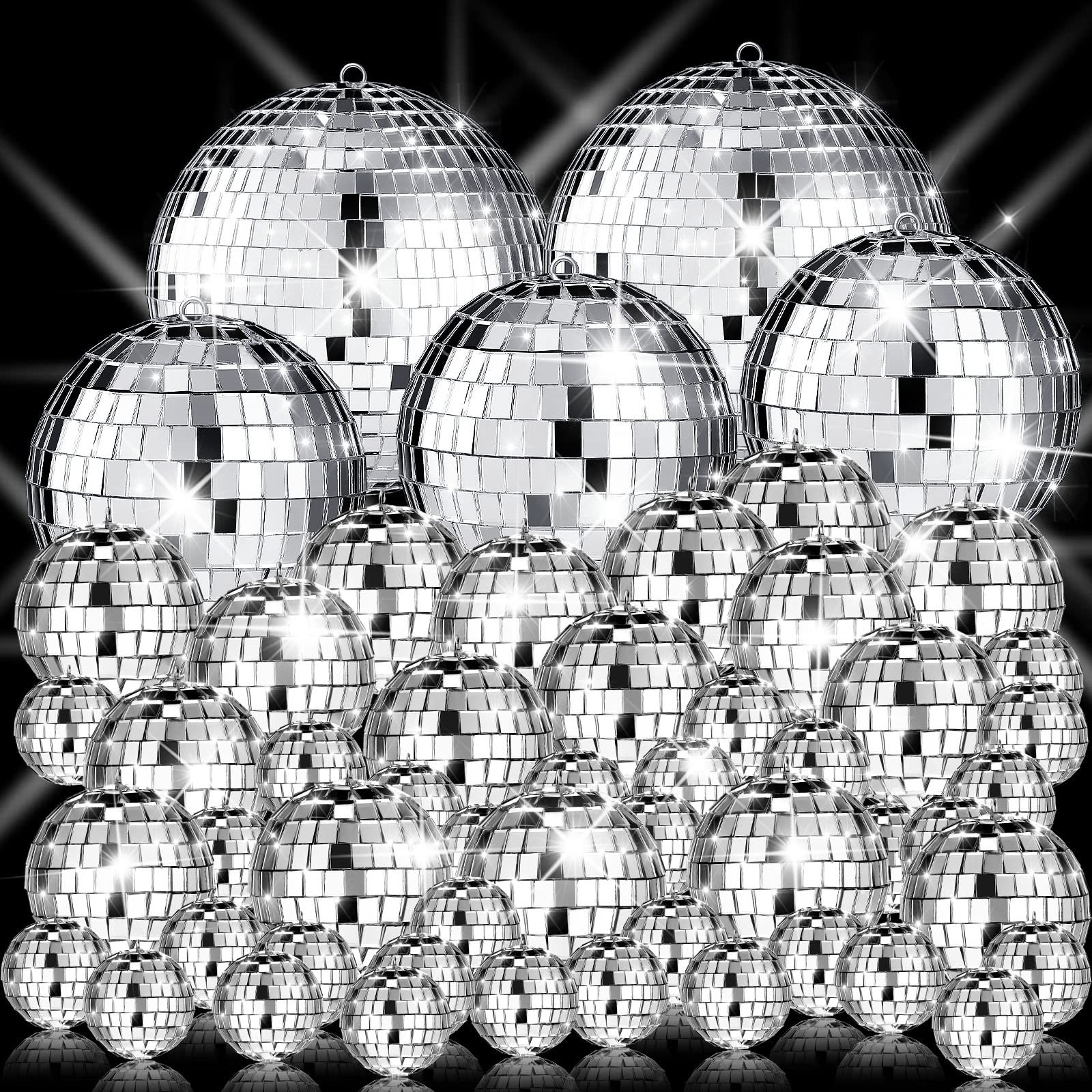 Sumind 50 Pcs Disco Balls Small Disco Balls Silver Hanging Decorations Reflective Mirror Ball Wed... | Amazon (US)