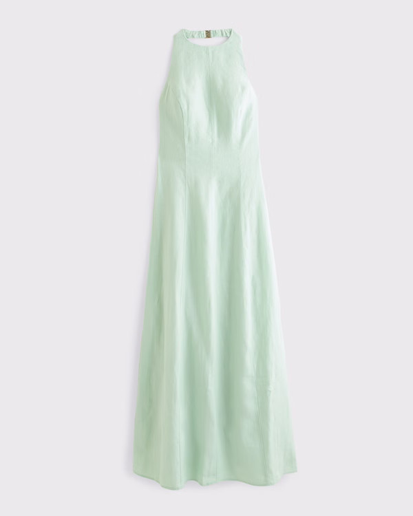 Women's Premium Linen High-Neck Maxi Dress | Women's Dresses & Jumpsuits | Abercrombie.com | Abercrombie & Fitch (US)