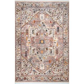 nuLOOM Ehtel Medallion Fringe Light Brown 8 ft. x 10 ft. Area Rug KHMC04J-8010 - The Home Depot | The Home Depot
