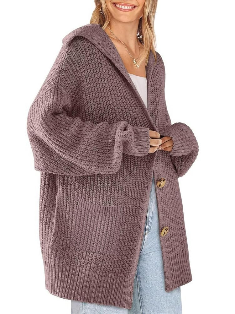 ebossy Women's Oversized Sailor Collar Button Cardigans Chunky Knit Long Sleeve Slouchy Sweaters ... | Amazon (US)