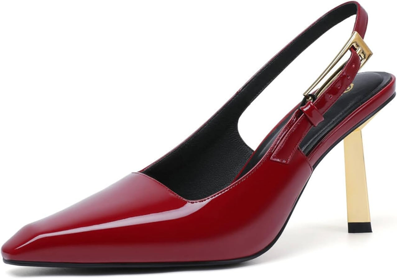 RIBONGZ Slingback Heels for Women Closed Pointed Toe Stiletto High Heels Dress Sexy Pumps Heeled ... | Amazon (US)