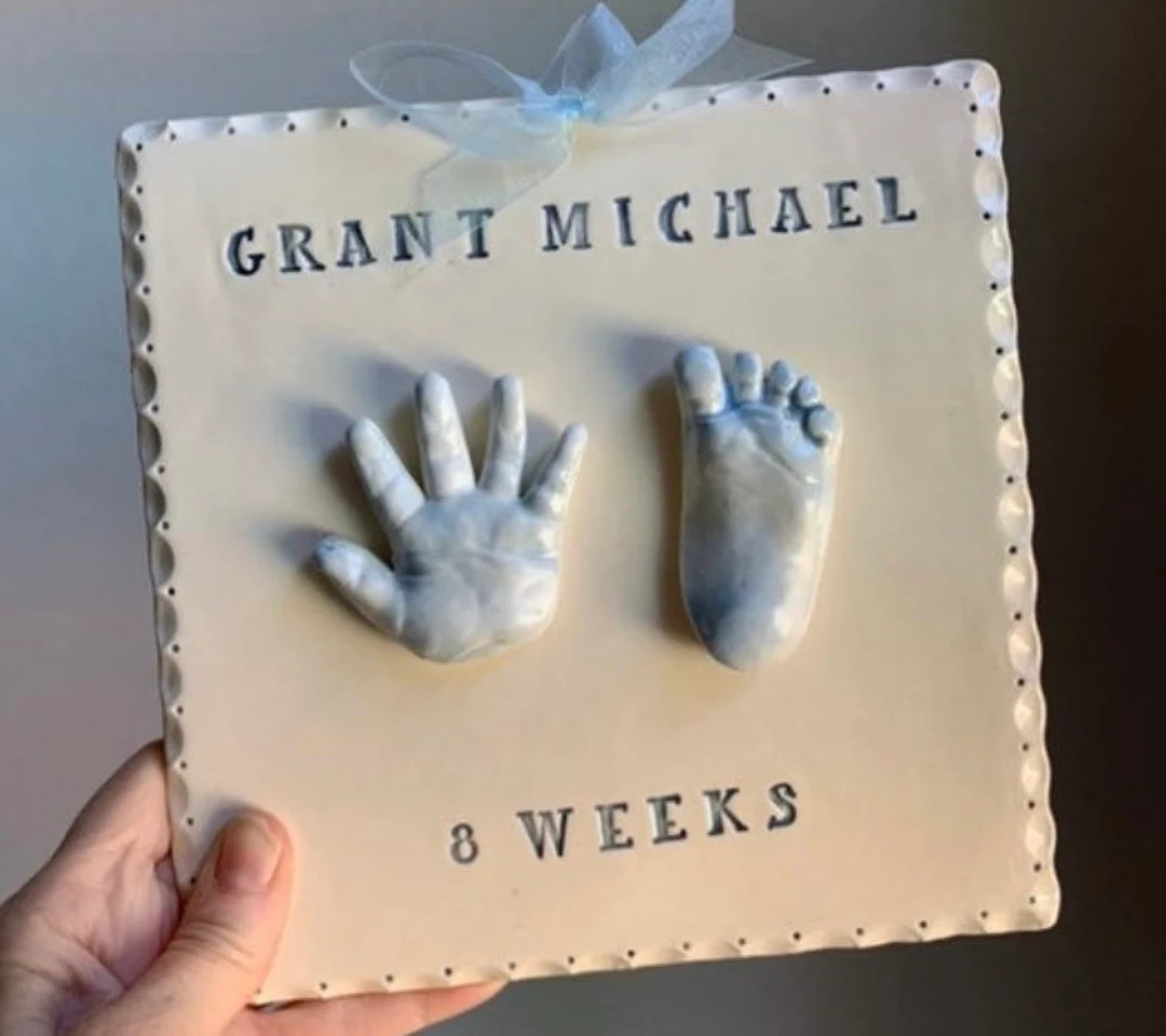 Custom Baby Keepsake , Heirloom Baby Gift, Ceramic Hand and Footprint, Clay Handprints - Etsy | Etsy (US)