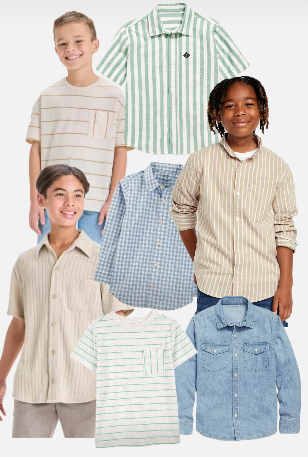 Styling boys for family photos can be hard when all they want to wear is athletic wear! Here are my spring and summer picks! Don’t be afraid to add patterns, like stripes and gingham.

Button downs, henleys, and basic tees with pockets are my favorites!

#LTKKids #LTKBaby #LTKFamily