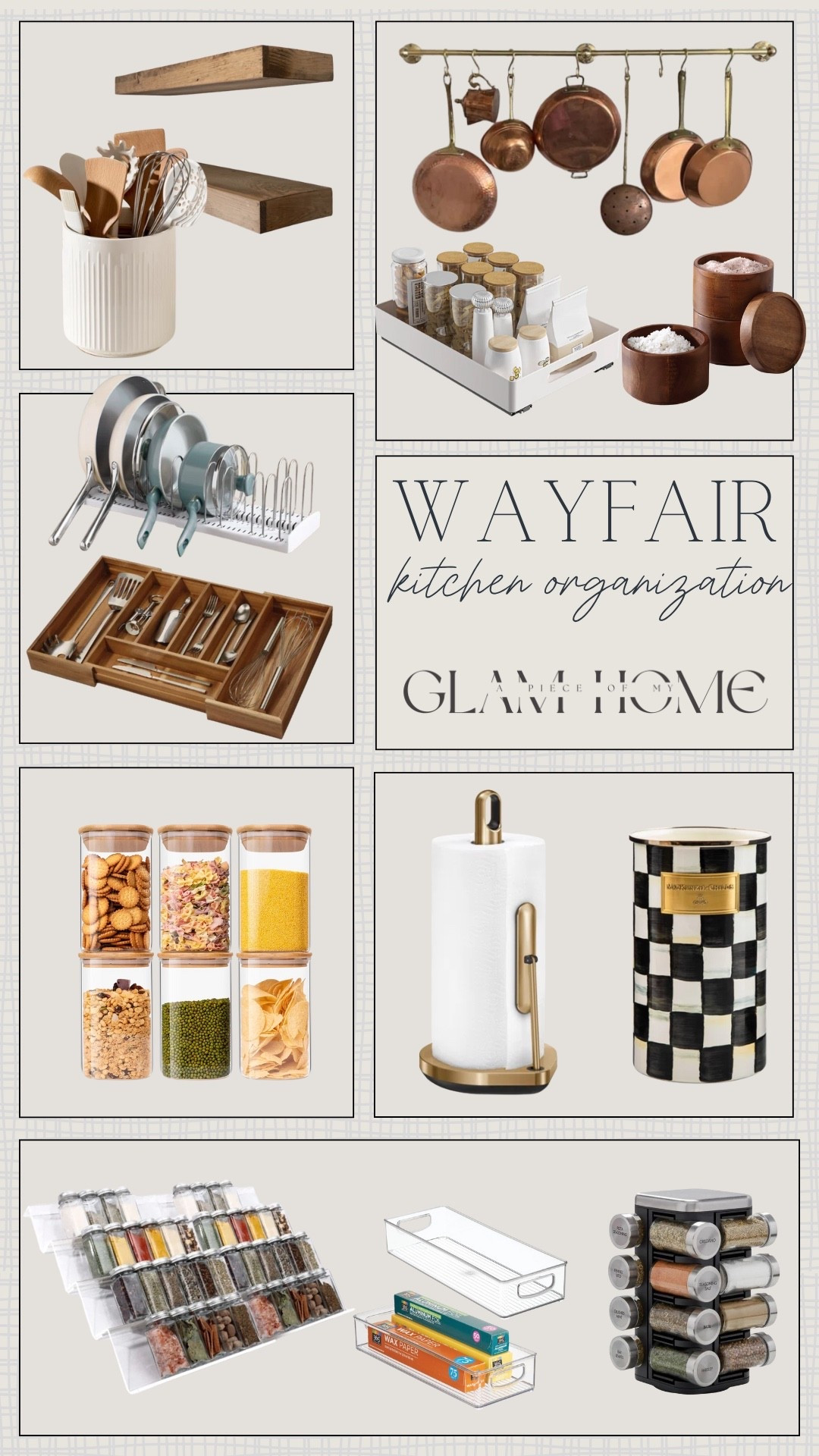 Wayfair kitchen organization finds! 


Utensils, pot and pan organization, drawer, paper towel holder, glass containers, floating shelves 

#LTKU #LTKSeasonal #LTKHome